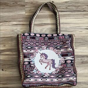 Colorful Unicorn Patterned Tote Bag
